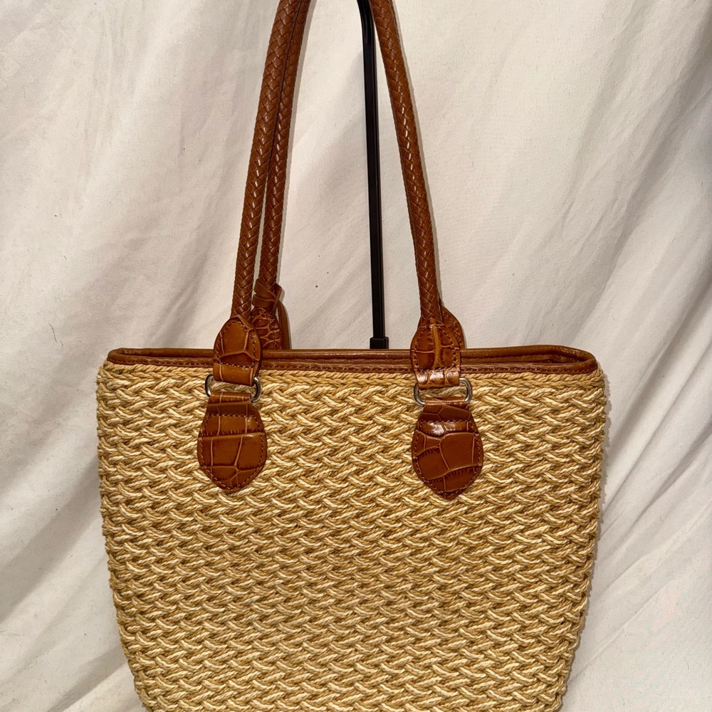 Brighton Natural Straw Tote with Brown Leather Handles - Picture 5 of 8